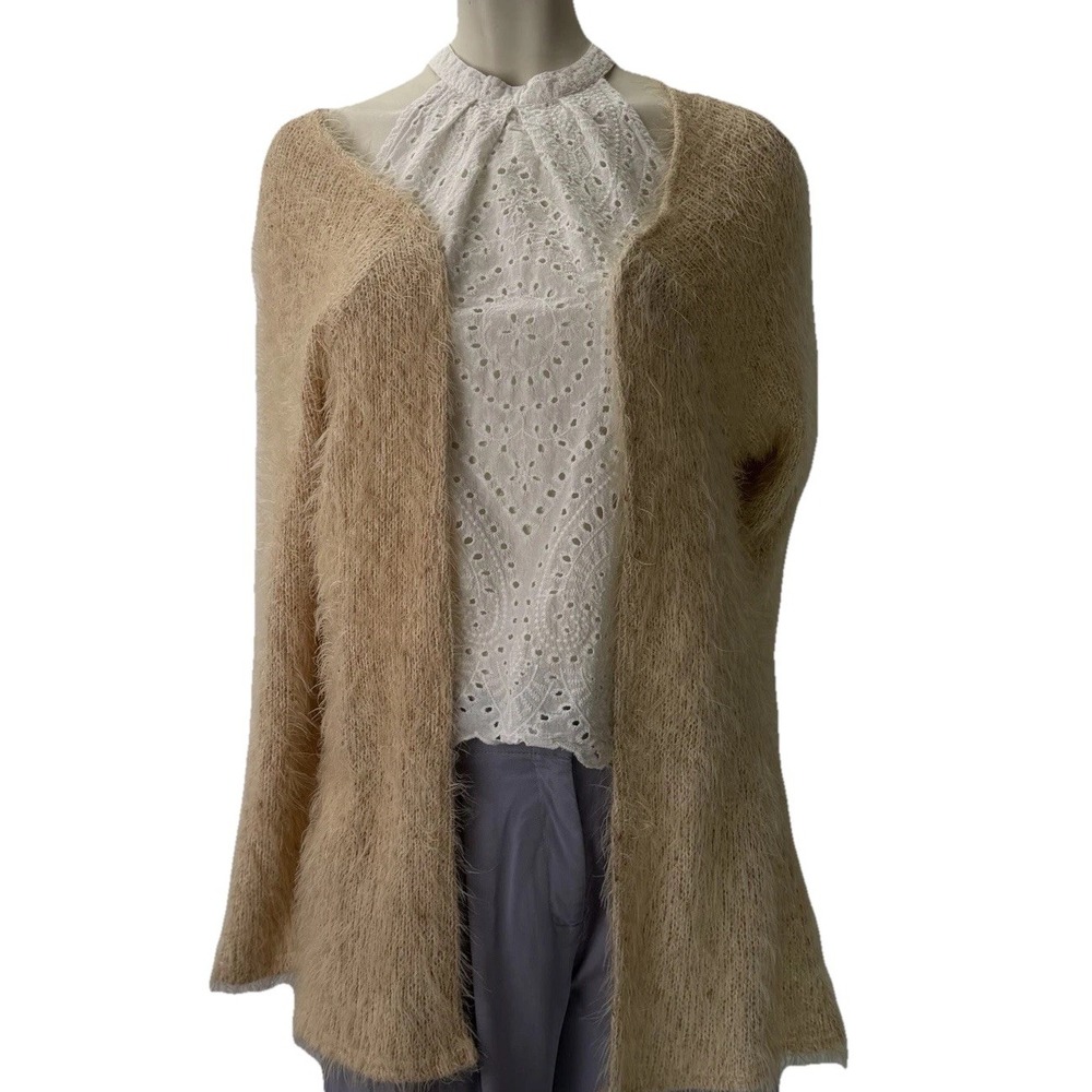 Some Days Lovin Fuzzy Cardigan Pink Eyelash Knit Open Front S